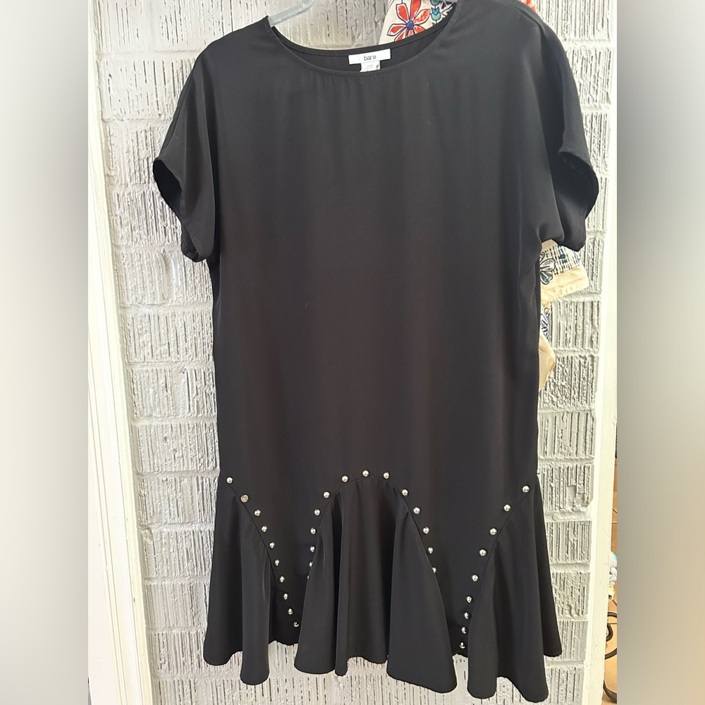 Bar III Black Embellished Ruffled Dress